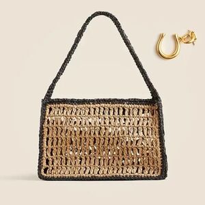 New! J. Crew Paros Open Weave Straw Bag  with Horseshoe Charm